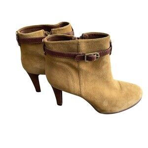 Tory Burch‎ Women’s Suede Ankle Booties Heels Leather Strap Size 8.5M